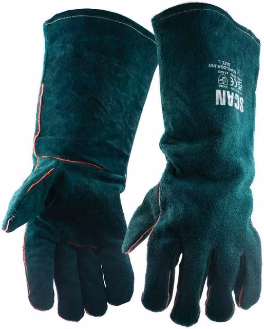 Scan Unisex Leather Gardener's Gauntlets, Green and Multicolour, Length: 40 cm
