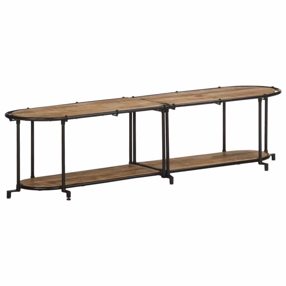 Berkfield Home Industrial TV Cabinet in Brown Solid Mango Wood, W: 160 cm, D: 42 cm, H: 40 cm – 2