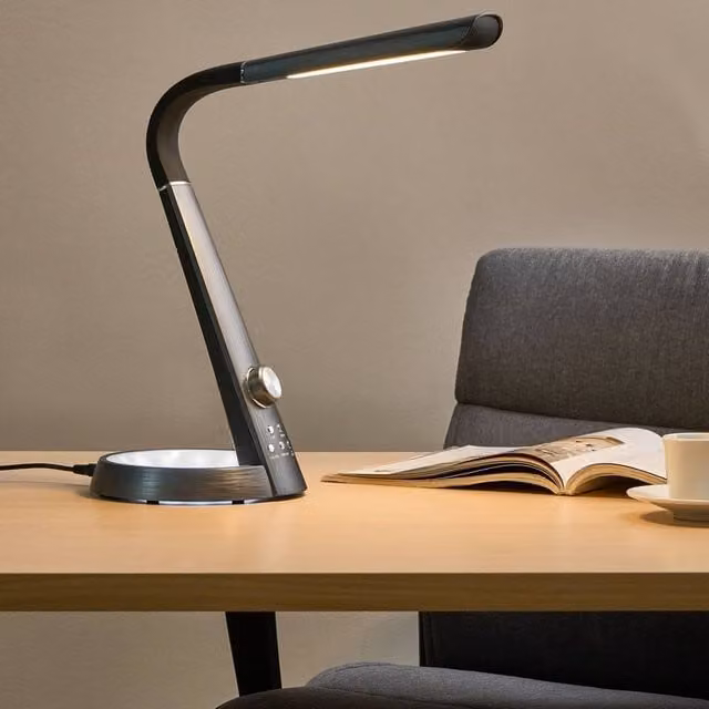 Wyld and Coco Black Metal Desk Lamp with 3 CCT Modes, Stepless Dimmer and USB Port