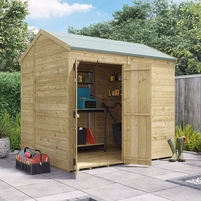 BillyOh Switch Tongue and Groove Apex Wooden Shed in Brown, 8x6 ft, Windowless