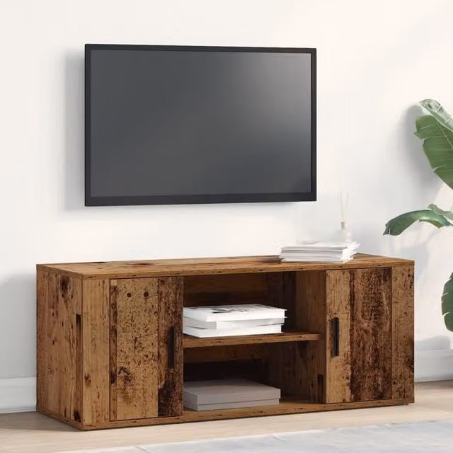 Berkfield Home Rustic TV Cabinet in Brown Engineered Wood W/D/H: 100 x 35 x 40 cm