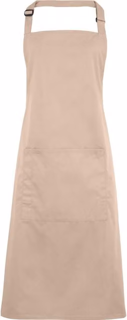 Premier Women's Bip Apron with Pocket in Brown and Beige Poly-Cotton Workwear