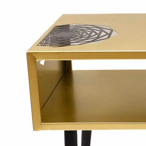 Core Products Galaxy Gold and Black Metal Bedside Table with Geometric Top – 3