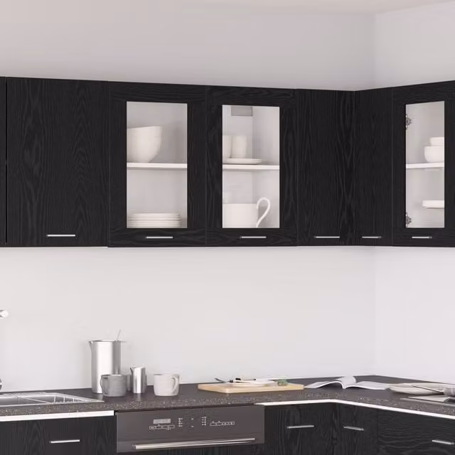 Berkfield Home Black Modern Wall Mounted Glass Cabinet with Internal Shelves W/D/H: 80 x 31 x 60 cm – 1