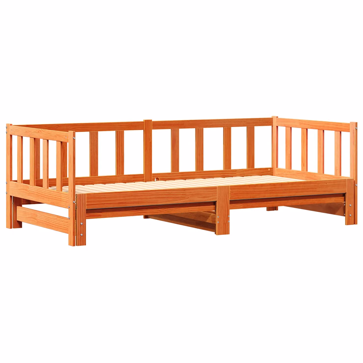 Berkfield Home Day Bed with Trundle in Wax Brown Solid Pine Wood, W/D/H: 180 x 200 cm – 2