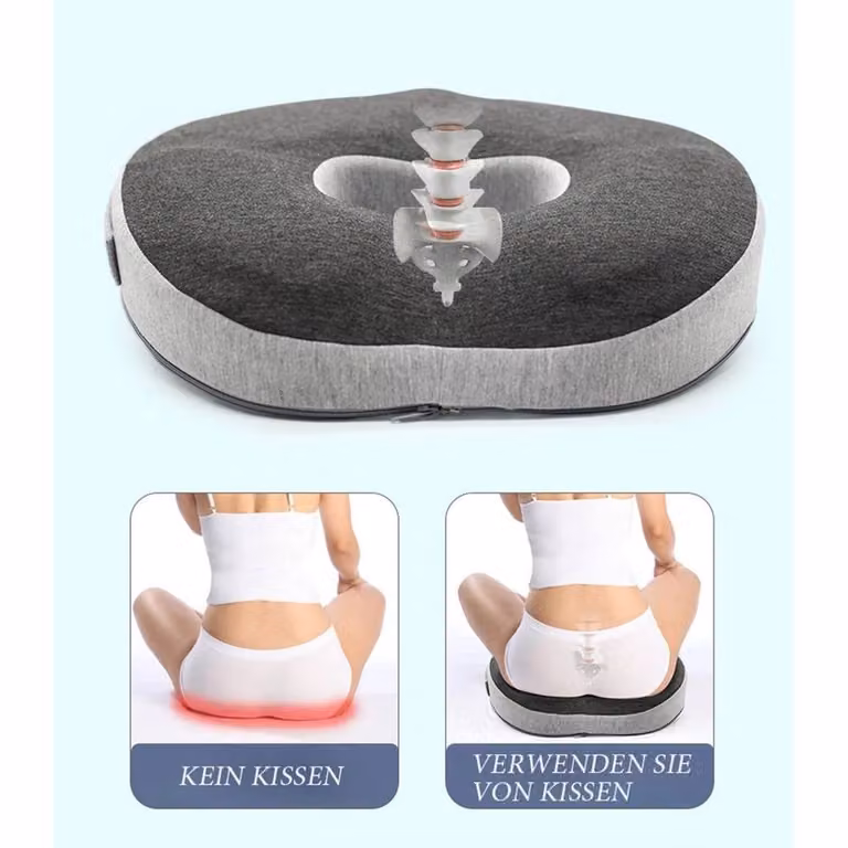 KORVIXA Grey Unisex Donut Seat Cushion for Pain Relief, W/D/H: 100 x 190 cm