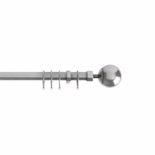 New Edge Blinds Stainless Steel Straight Curtain Pole in Silver
