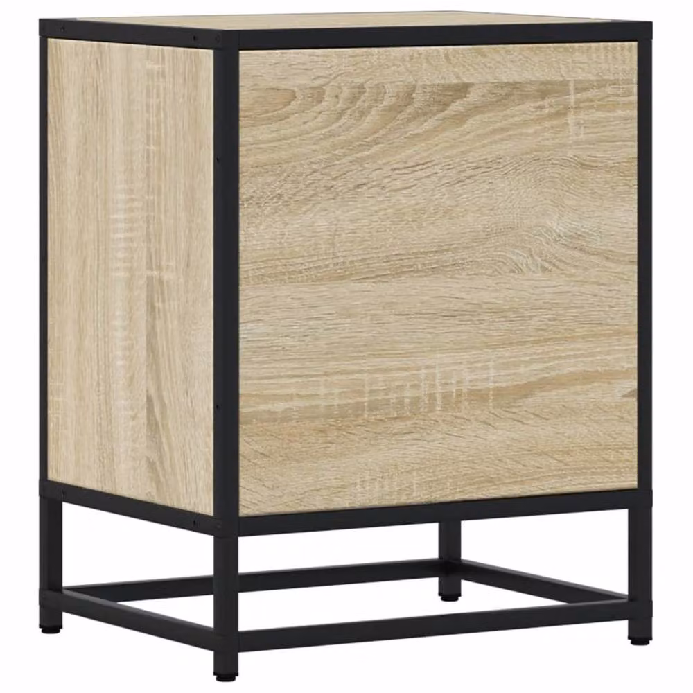 Berkfield Home Decorative Bedside Cabinets, 2 Piece Set in Sonoma Oak and Light Tan, W/D/H: 40 x 31 x 50 cm – 7