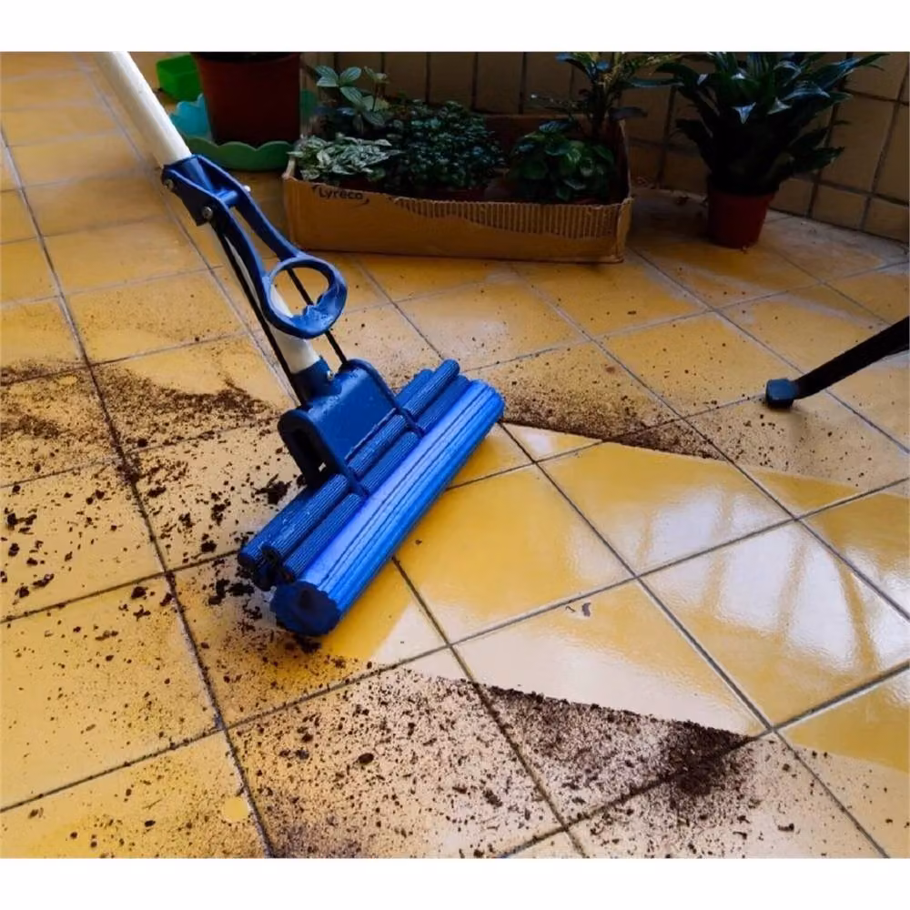 Nordara Super Absorbent Sponge Mop with Telescopic Stainless Steel Handle and Wringer, Blue – 2