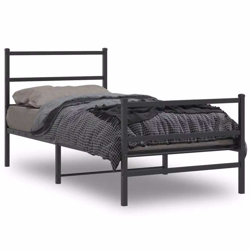 Berkfield Home Metal Bed Frame with Footboard in Black, W/D/H: 90 x 190 cm – 2