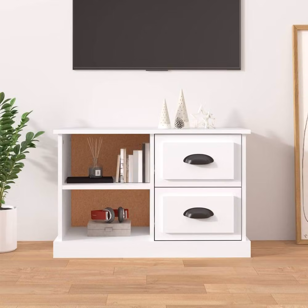 Berkfield Home Modern White TV Cabinet in Matt MDF, W: 73 cm, D: 35.5 cm, H: 47.5 cm – 2