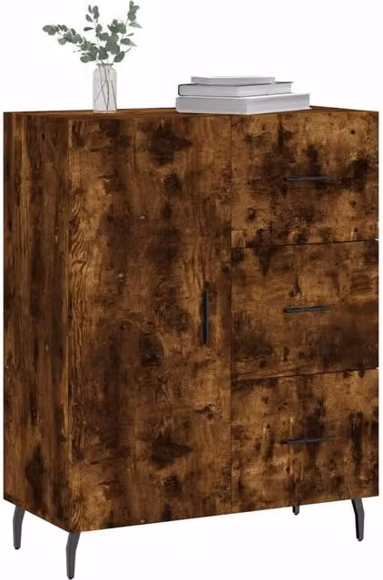Berkfield Home Smoked Oak Sideboard in Brown, W/D/H: 69.5 x 34 x 90 cm