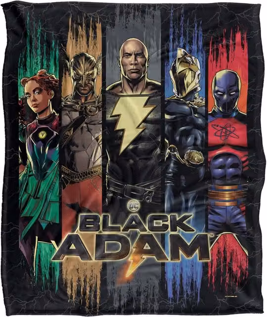 Black Adam Super Soft Silky Touch Throw Blanket, White and Black, W: 152 cm, D: 127 cm – 1