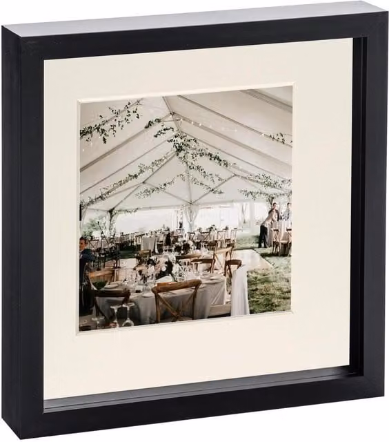 Nicola Spring Single Square 3D Box Photo Frame in Black and Grey with Glass and Plastic, W/D/H: 25.4 x 25.4 x 25.4 cm