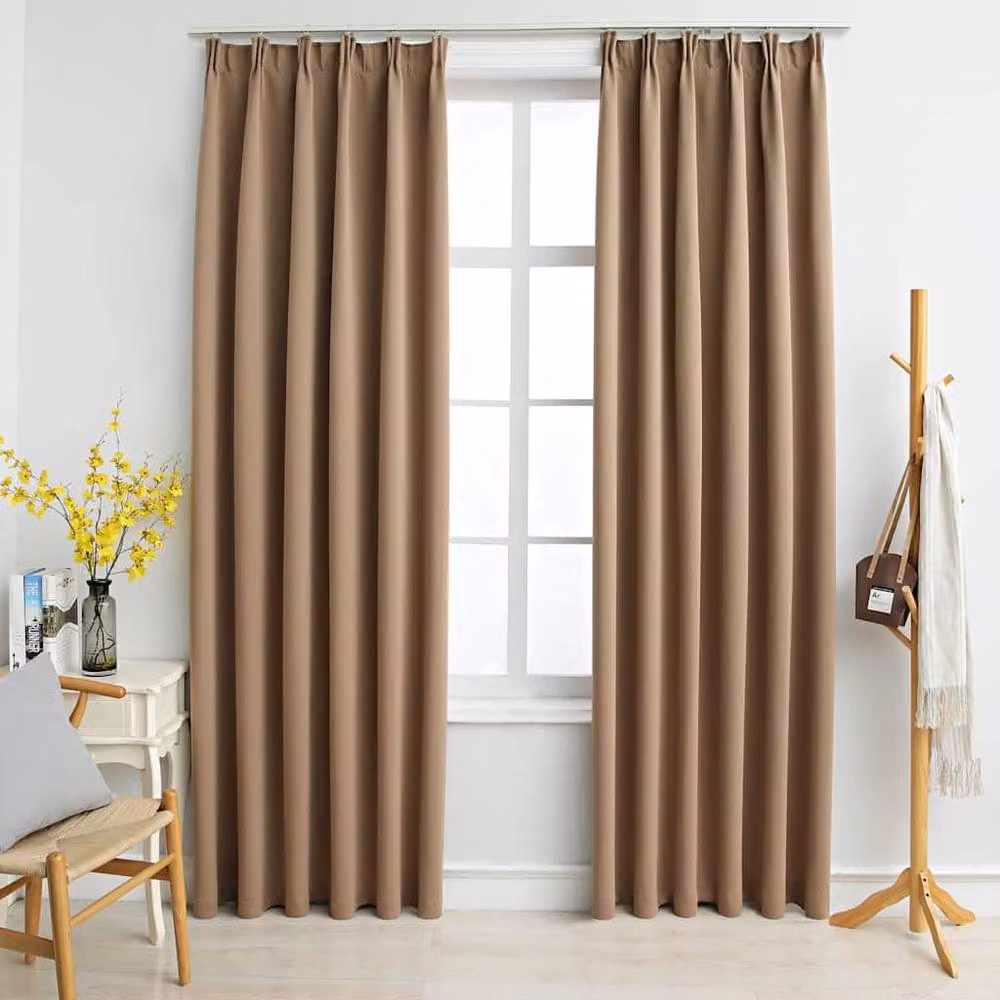 Berkfield Home Elegant Blackout Curtains with Hooks, 2 Pack, Taupe, W: 140 cm, H: 225 cm – 2