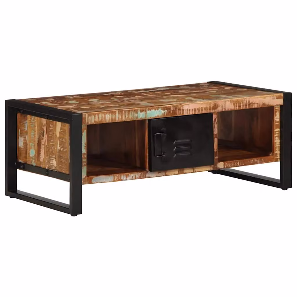 Berkfield Home Multicolour Reclaimed Solid Wood Coffee Table W/D/H: 90 x 50 x 36 cm – 2