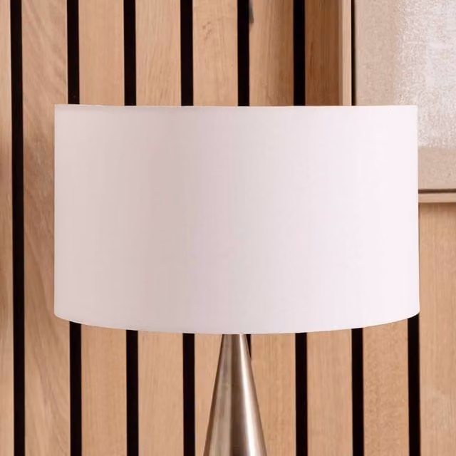 Ruma White Cylinder Fabric Lampshade for Table and Floor Lamps, Diameter: 25.4 cm