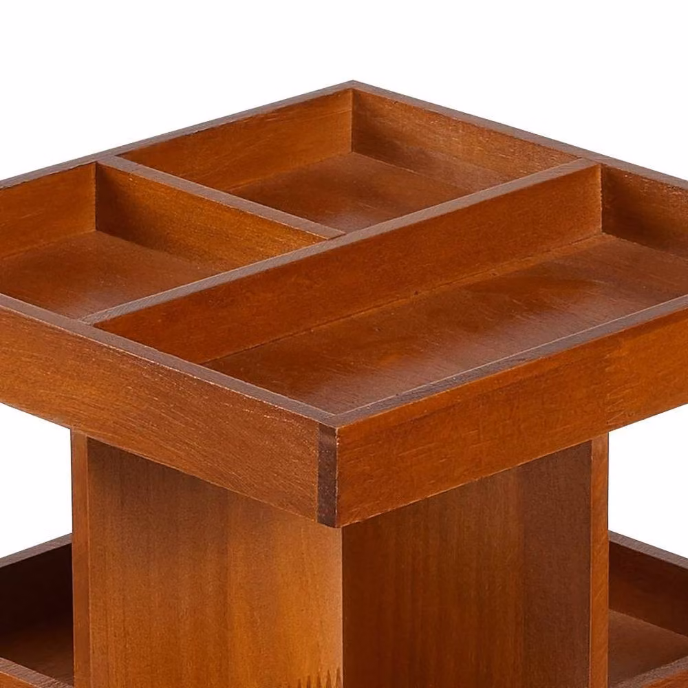 KORVIXA 360 Rotating Wood Cosmetic Makeup Organizer in Brown – 4