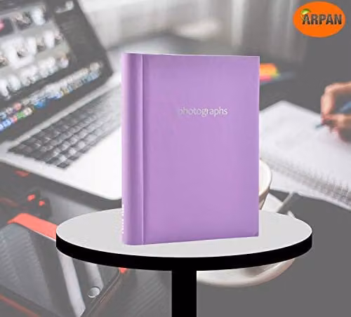 Arpan 2 Pack of Self Adhesive Large Photo Albums, Modern Style Wiro Binder in Purple – 4