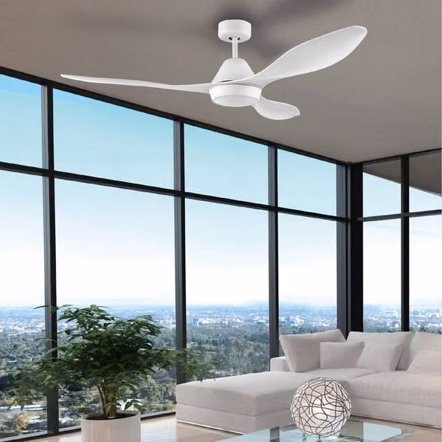 Eglo Antibes LED Ceiling Fan Light with Remote Control and Timer in White Metal Finish