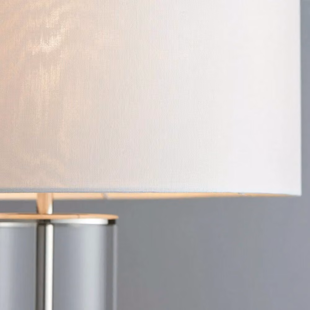 Loops Dimmable Touch Table Lamp in Silver with White Glass Shade – 2