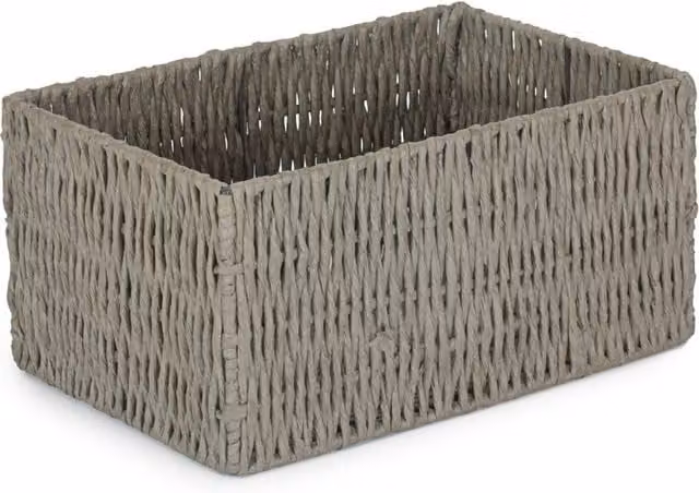 Grey Open Weave Thatch Grass Hamper