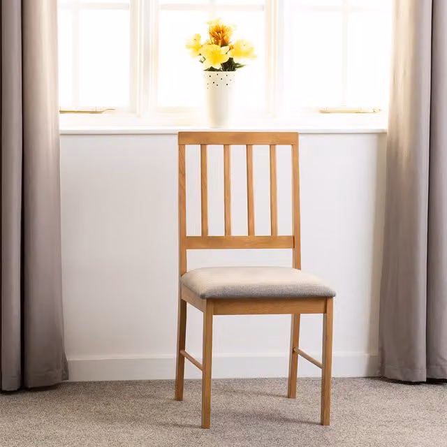 Seconique Austin Modern Dining Chairs (Pair) in Grey Fabric and Wood