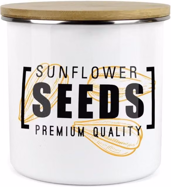Purely Home Classic Snacks Storage Pot Sunflower Seed White Enamel Metal