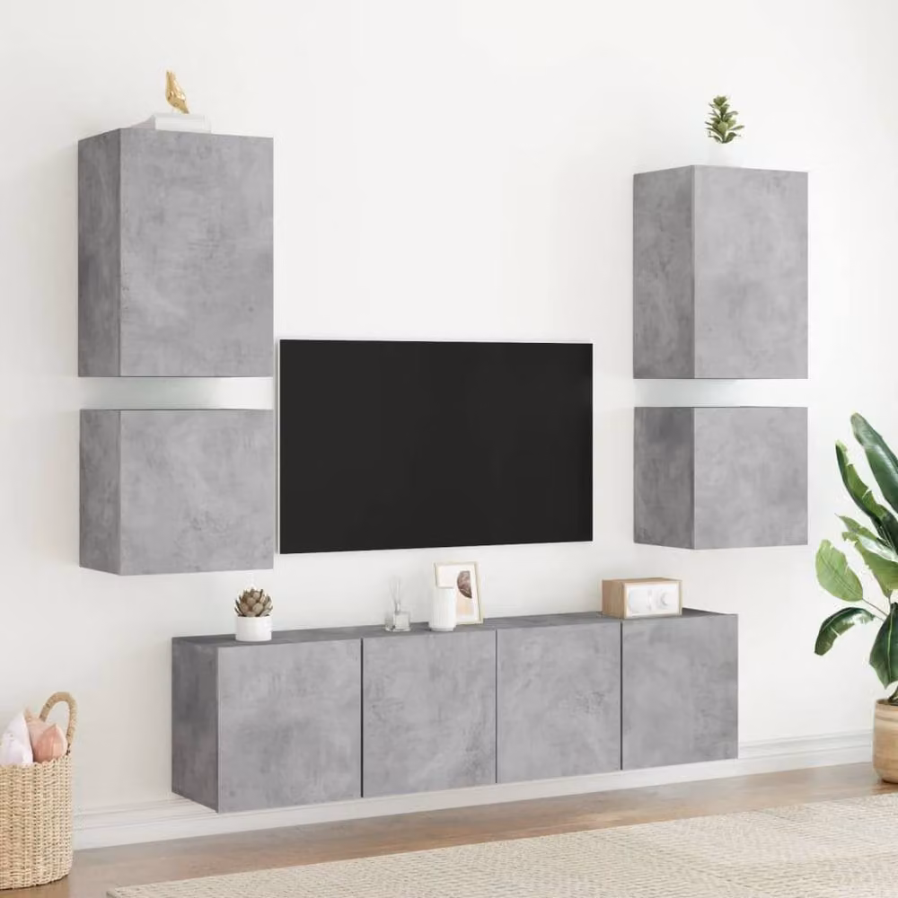Berkfield Home Set of 2 TV Wall Cabinets in Concrete Grey, W/D/H: 40.5 x 30 x 40 cm – 3