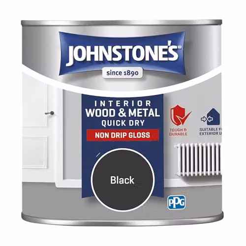 Johnstone's Quick Dry and Non Drip Gloss Paint for Wood and Metal, Black, 250ml – 4