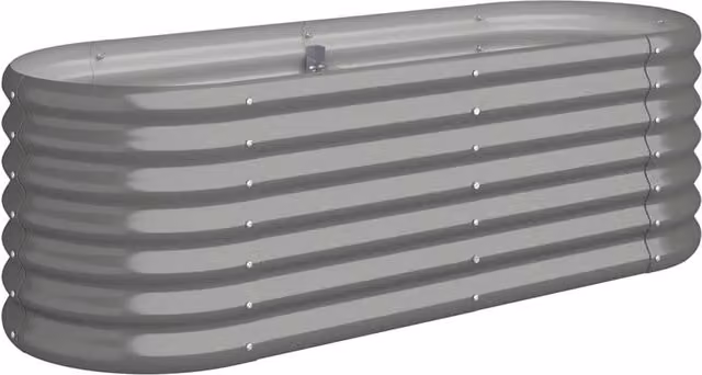 Berkfield Home Garden Powder-coated Steel Raised Bed in Grey, W/D/H: 114 x 40 x 36 cm