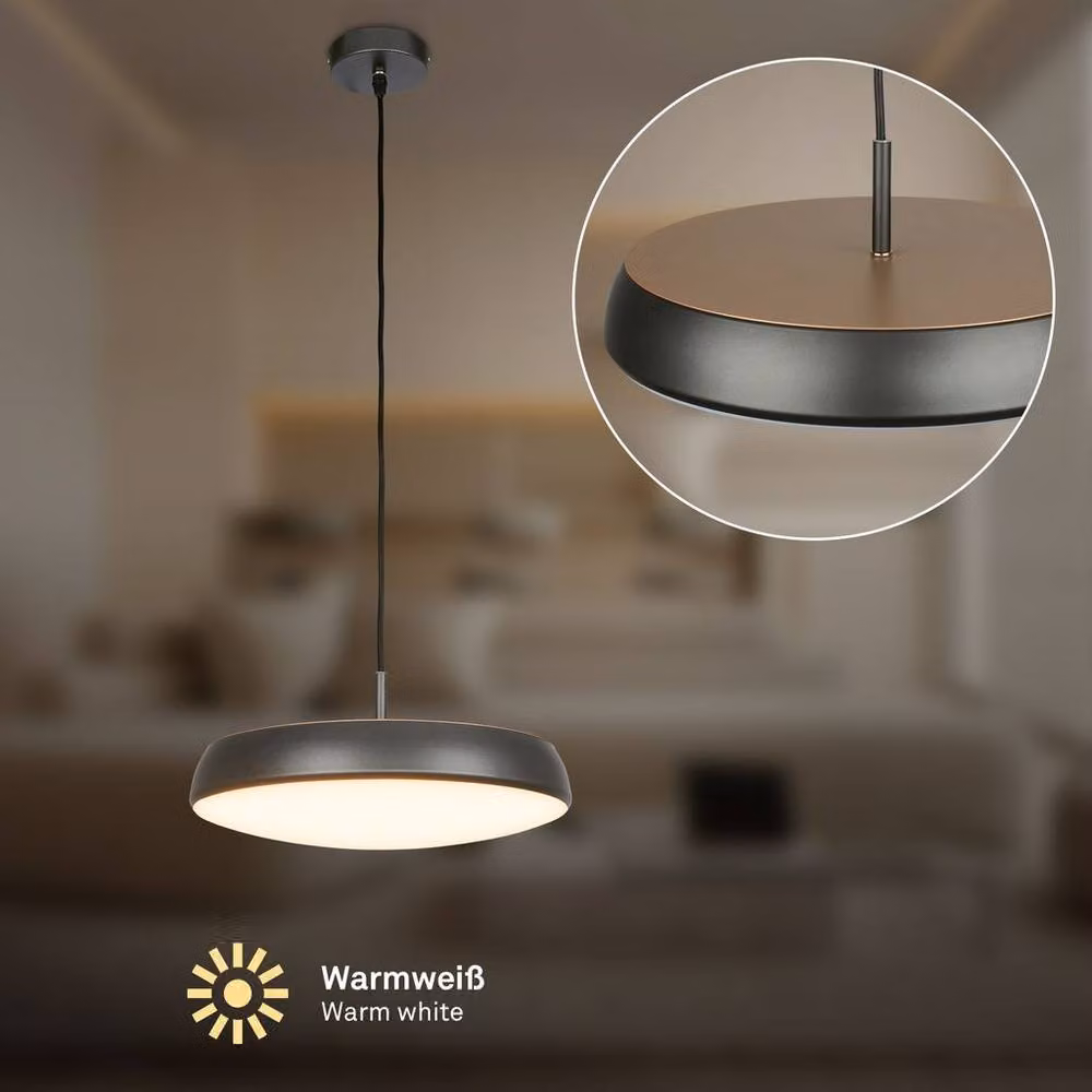Briloner LED Pendant Light in Bronze and Black, Warm White 3000K, 14.5W, 1800lm, W/D/H: 35 x 35 x 120 cm – 2