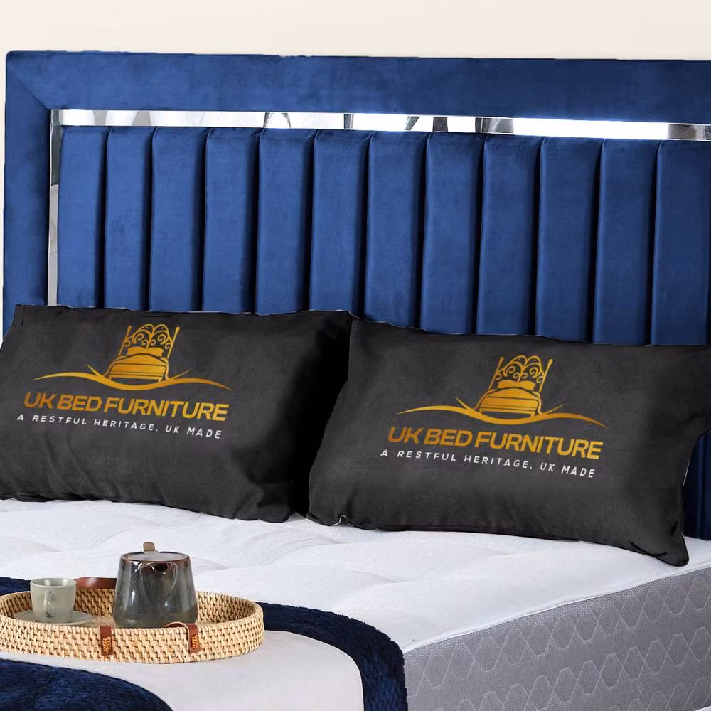 UK Bed Furniture Blue Velvet Upholstered Gas Lift Storage Bed with 48-inch Headboard, Size: Single (90x190 cm) – 2