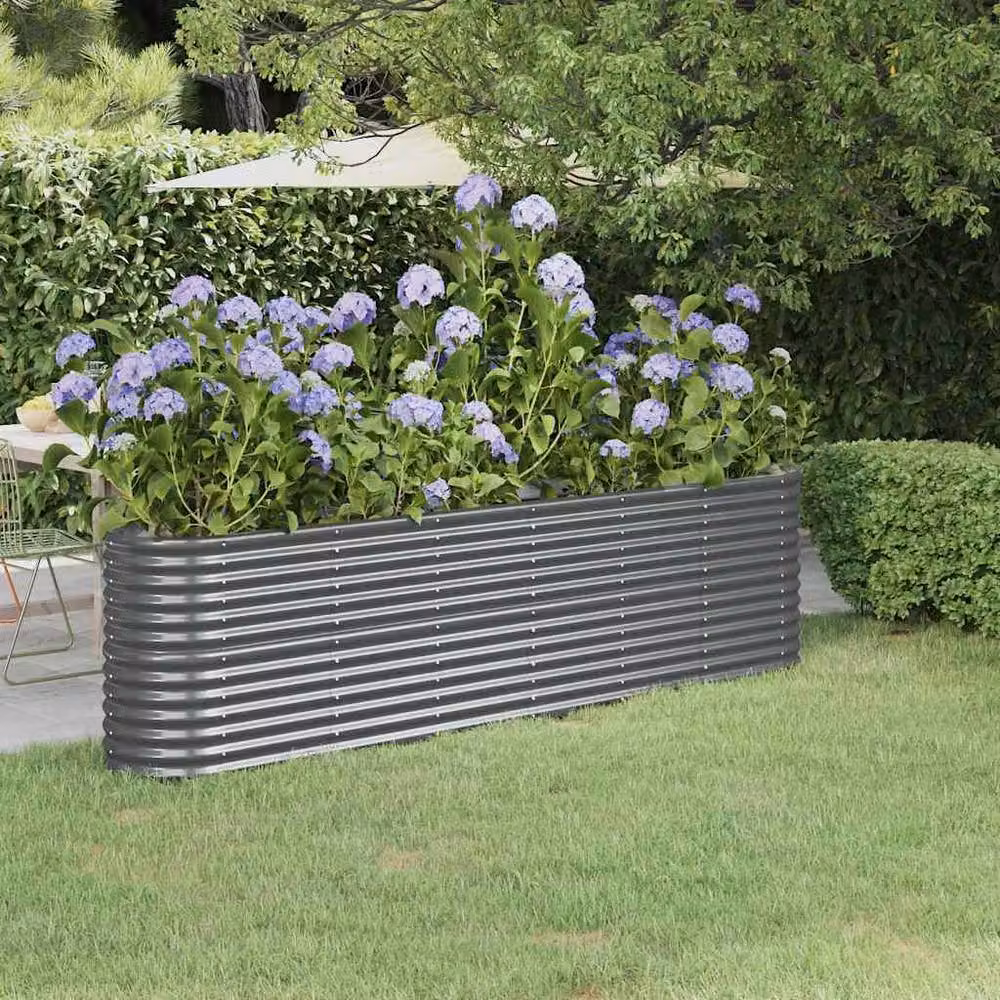 Berkfield Home Garden Powder-coated Steel Raised Bed in Anthracite, W/D/H: 260 x 40 x 68 cm – 2