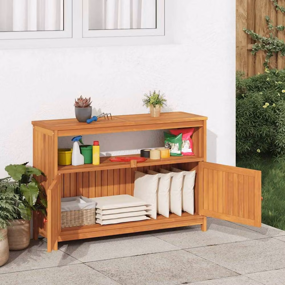 Berkfield Home Rustic Acacia Wood Garden Console Table, Brown, W/D/H: 110 x 35 x 75 cm – 2