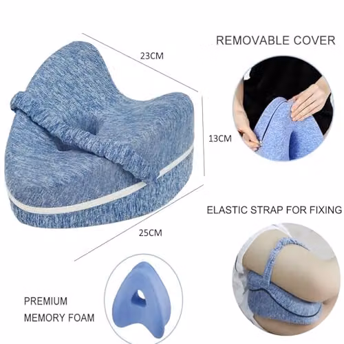 Gr8 Home Blue Heart Shaped Memory Foam Leg and Knee Support Pillow with Removable Cover – 2