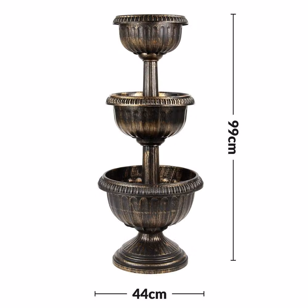 SPETLEK 3 Tier Metal Garden Planter in Bronze and Multicolour, W/D/H: 44.0 x 99.0 x 3.0 cm – 2