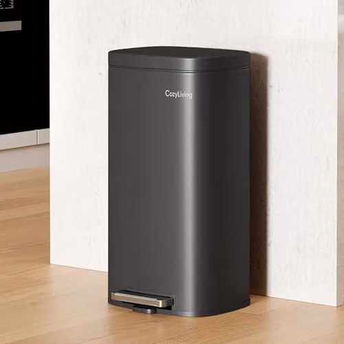 CozyLiving 50L Pedal Kitchen Bin in Grey with Soft Close Lid, Removable Inner Bucket and Fingerprint-Proof Stainless Steel Body, H: 62.5 cm, W: 40.0 cm, D: 28.0 cm – 4