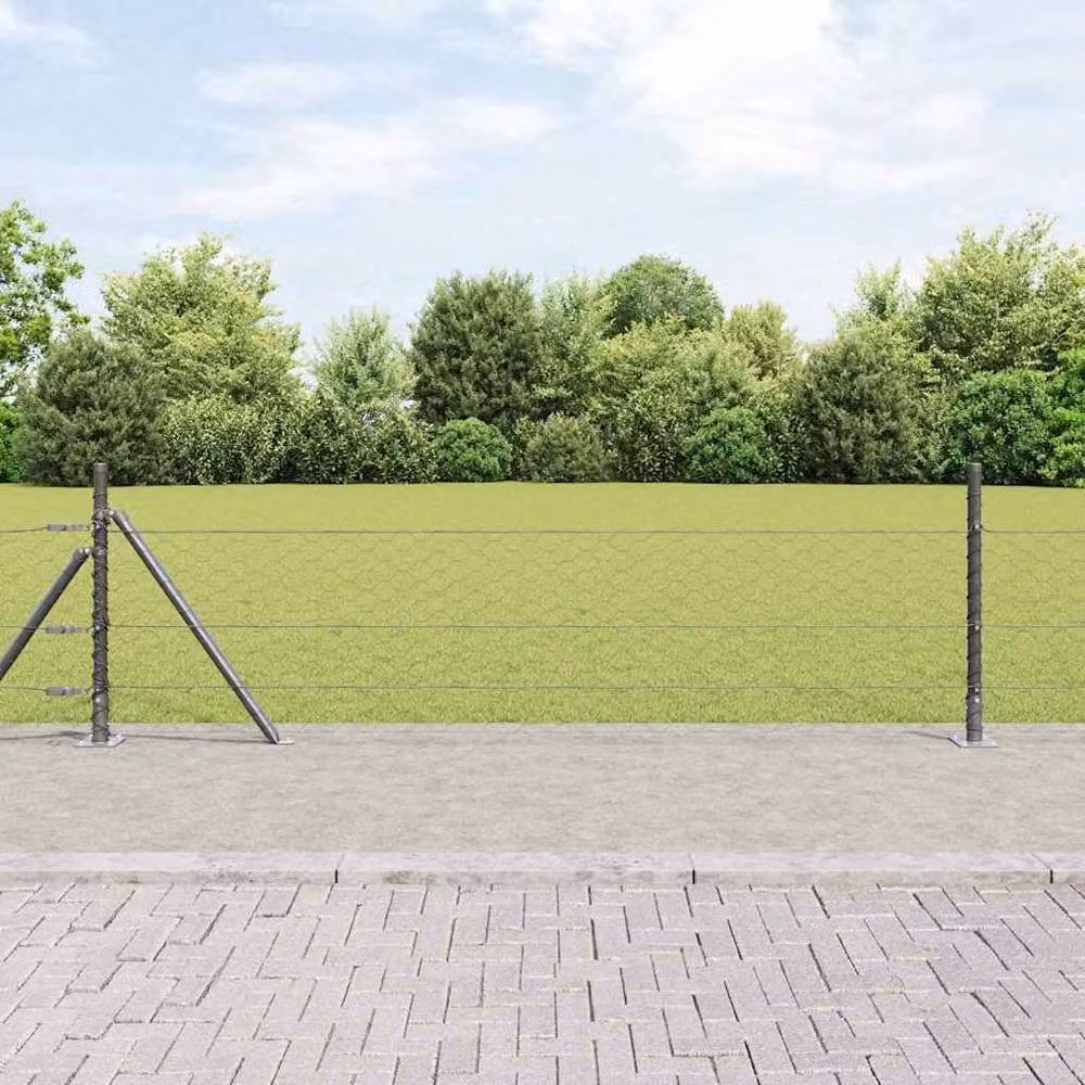 Berkfield Home Grey Steel Hexagon Fence, 0.4 x 100 m – 1