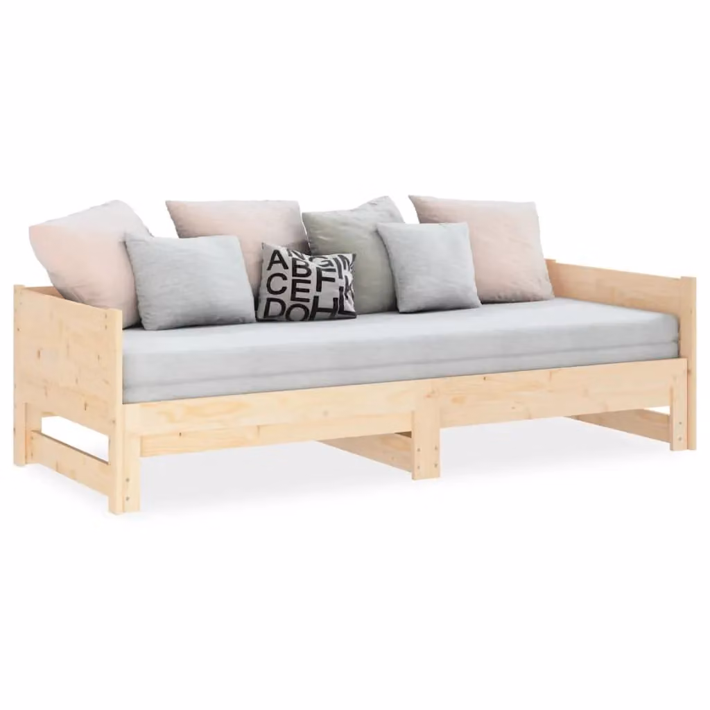 Berkfield Home Rustic Solid Wood Pine Pull-out Day Bed, Brown, W/D/H: 180 x 190 x 90 cm (2 x 90 x 190 cm) – 2