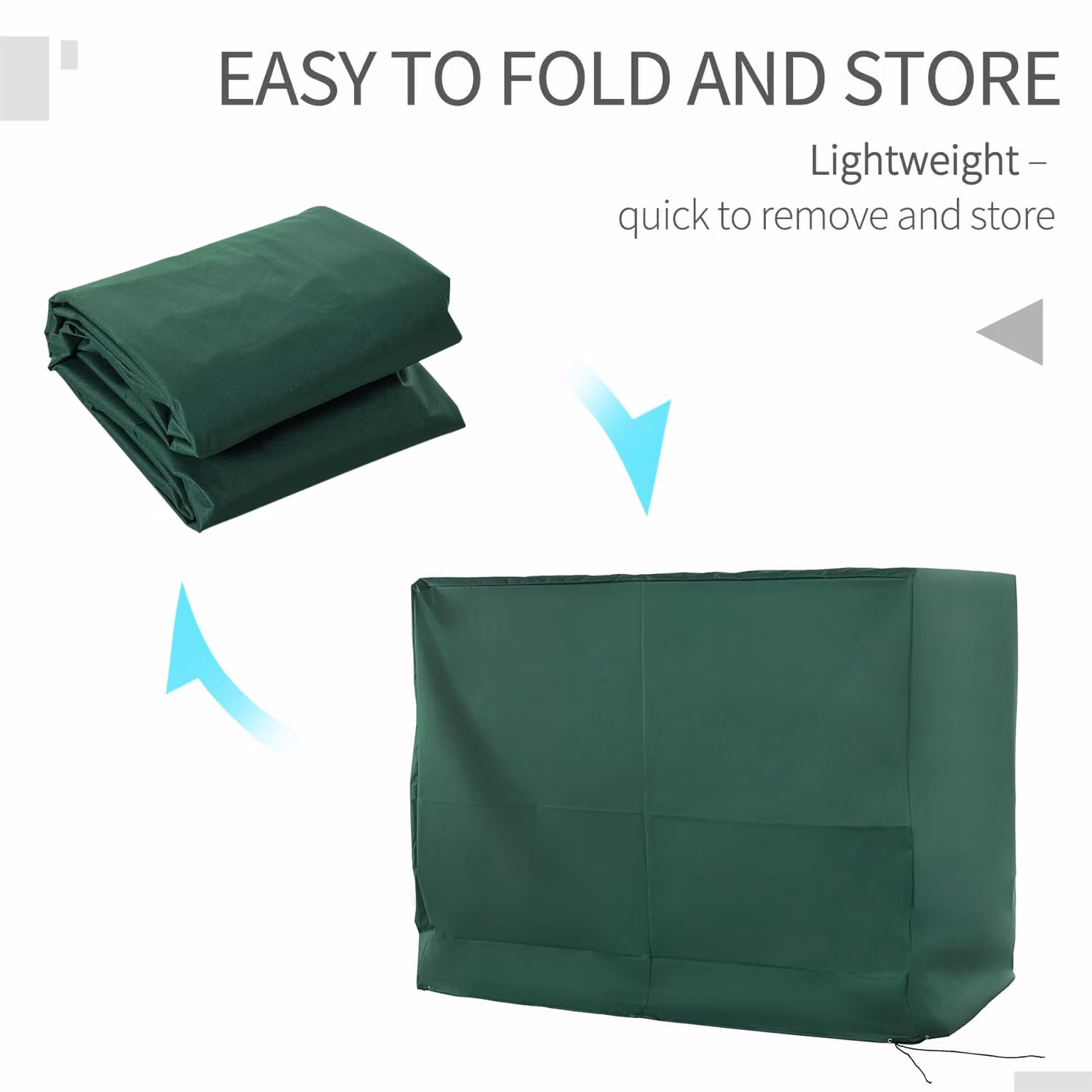 Outsunny Green Oxford Patio 3-Seater Swing Chair Cover, Waterproof and Anti-UV Polyester Protector, W: 133 cm, D: 240 cm, H: 185 cm – 5