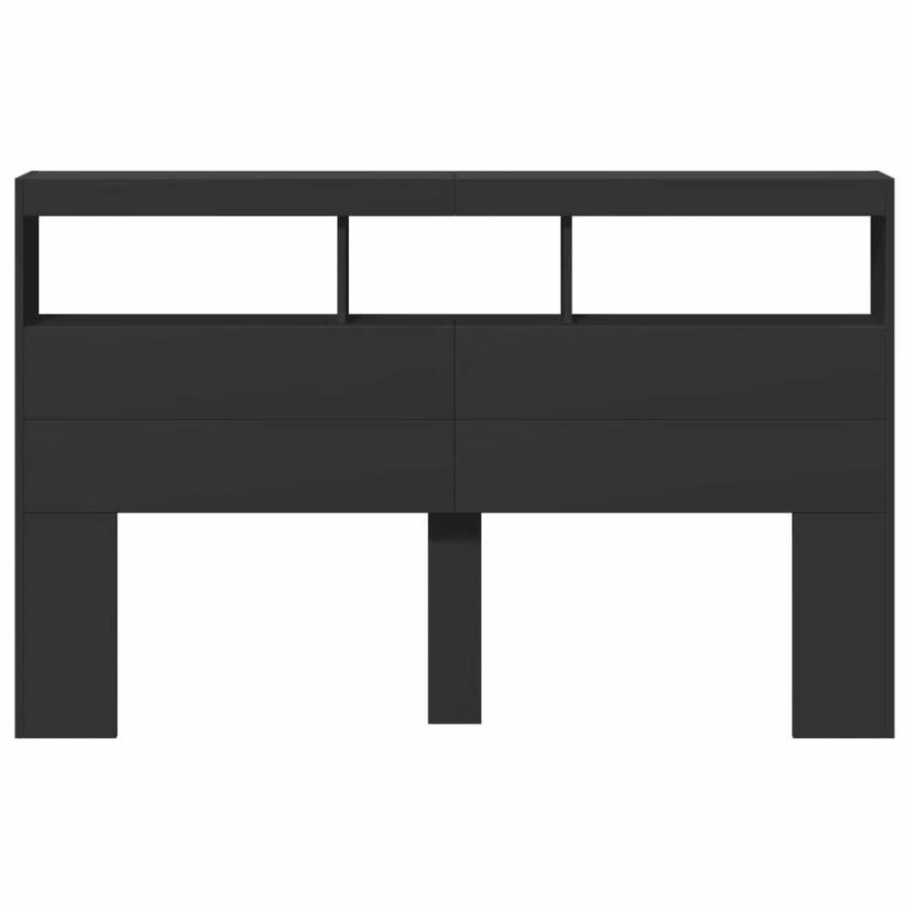 Berkfield Home LED Headboard Cabinet in Black, W: 160 cm, D: 17 cm, H: 102 cm – 4