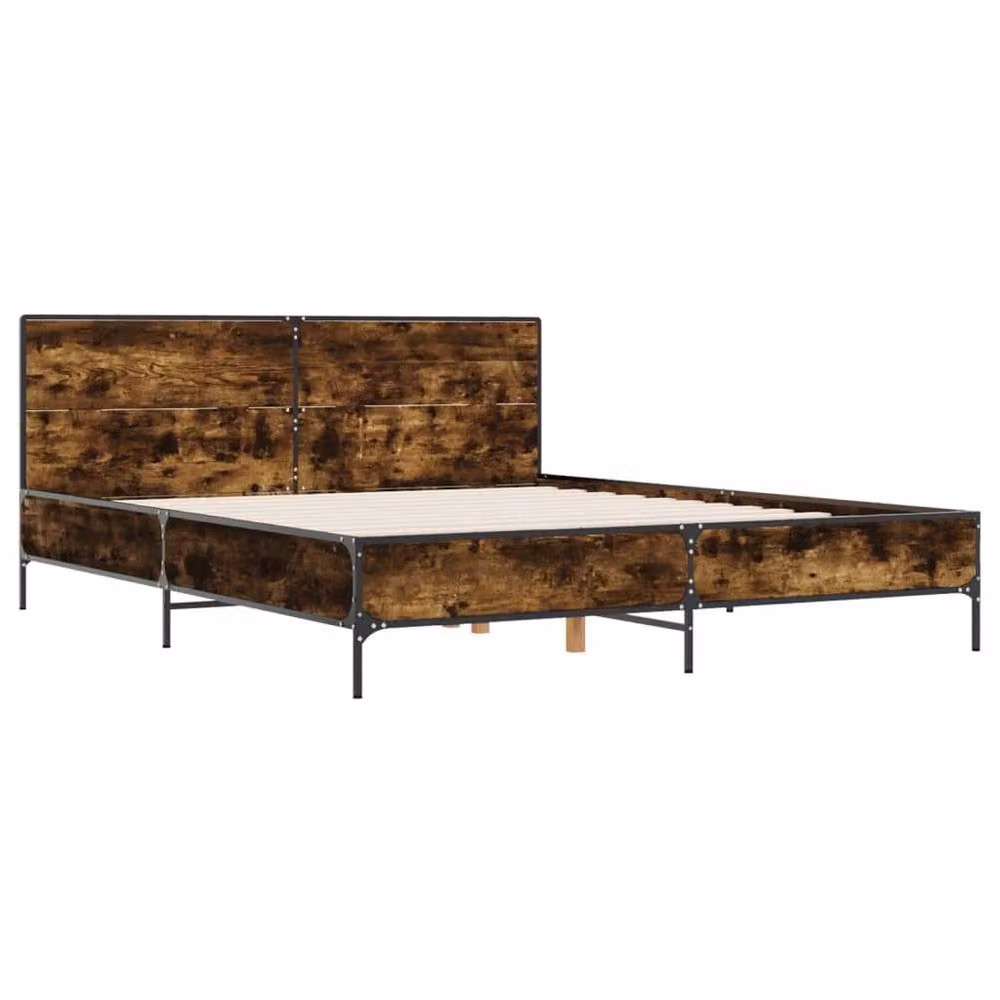 Berkfield Home Small Double Bed Frame in Smoked Oak and Brown, W/D/H: 120 x 200 x 80 cm – 3