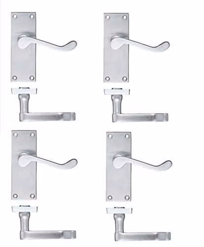 Golden Grace Scroll Lever Latch Door Handles in Brushed Chrome, 4 Pairs