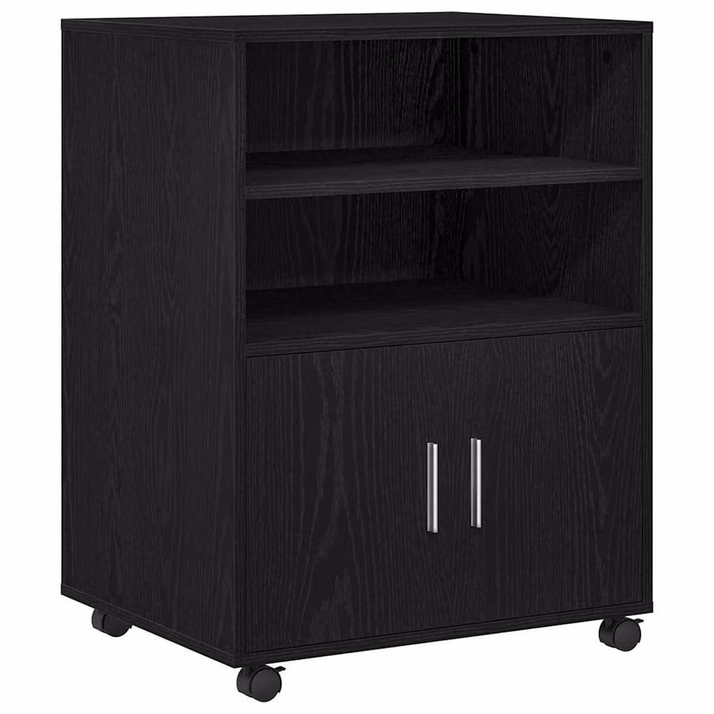 Berkfield Home Rolling Cabinet in Black Oak with Roll Shutter Doors, W: 60 cm, D: 48 cm, H: 81 cm – 3