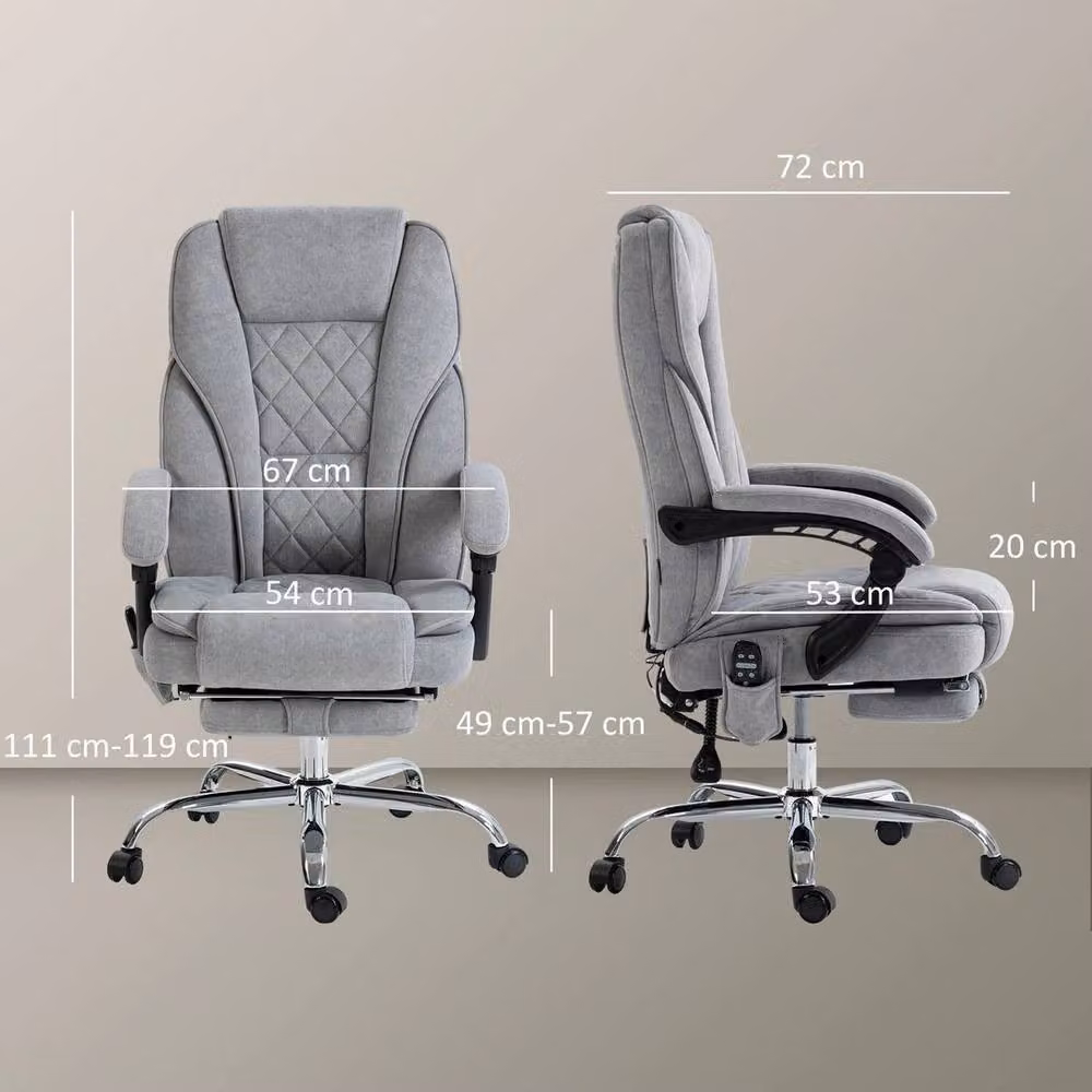 FORGEVIO Grey Velvet Executive Massage Office Chair with Heating and Headrest – 2