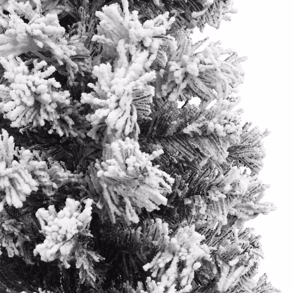 Berkfield Home Slim Flocked Artificial Christmas Tree in Green and White, Height: 150 cm – 4