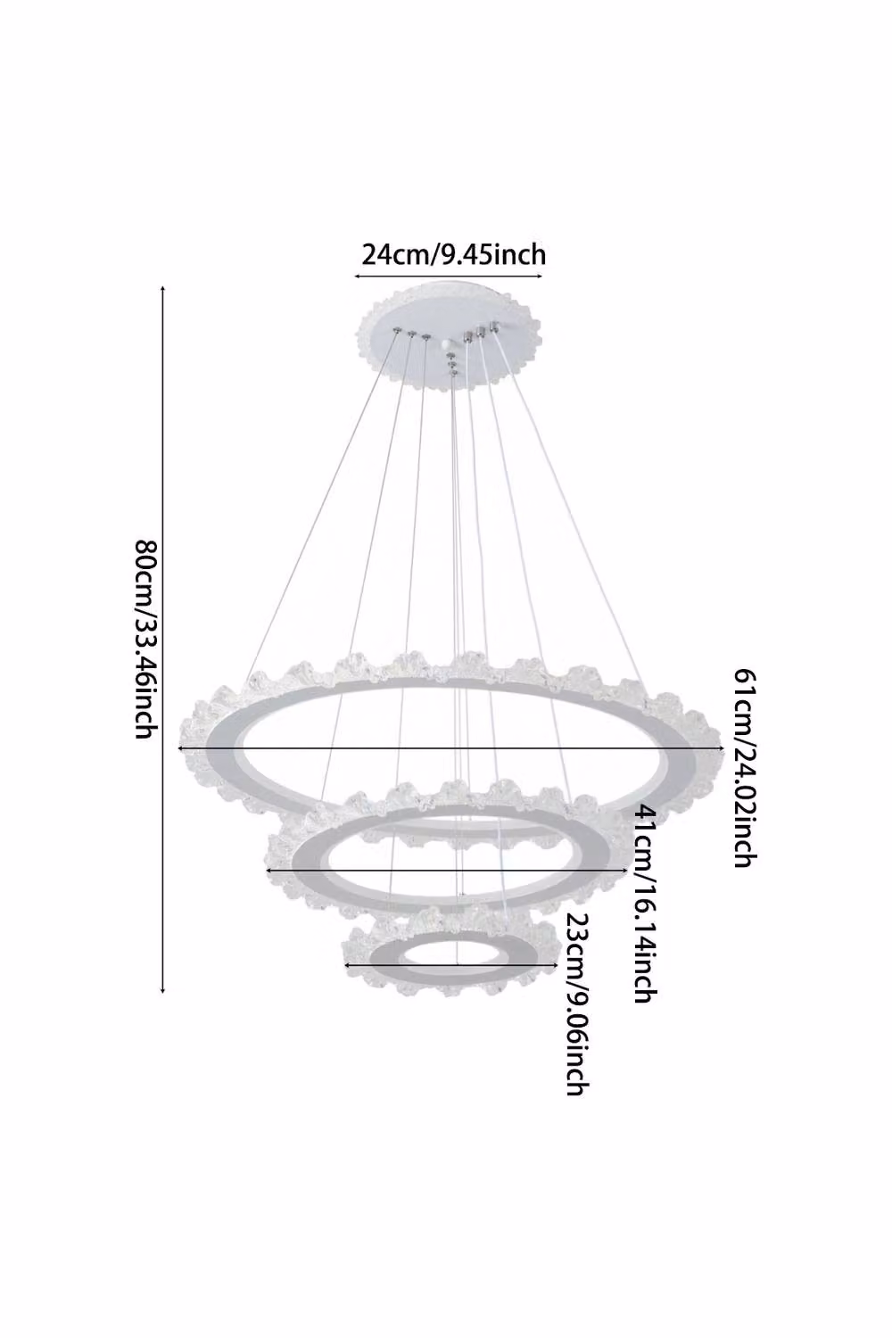 Living and Home Modern LED Crystal Ring Pendant Light Chandelier in Silver – 2