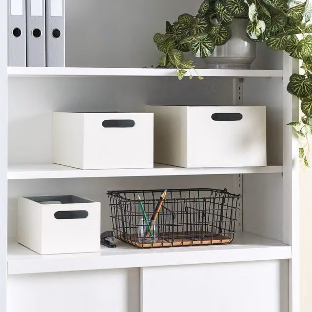 Wyld and Coco Beige Faux Leather Storage Basket Set of 3 with Handles