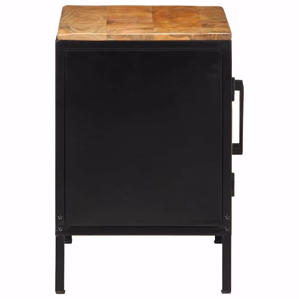 Berkfield Home Modern Bedside Cabinets, Set of 2, Solid Rough Mango Wood, Brown, W: 50 cm, D: 30 cm, H: 45 cm – 4